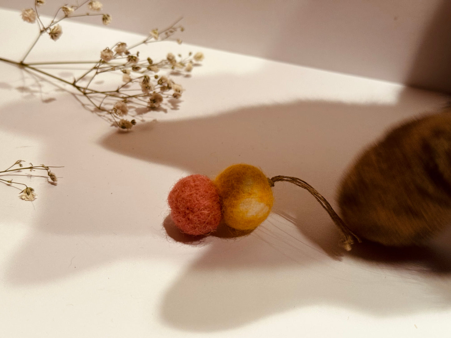 100% natural wool handmade mouse toy